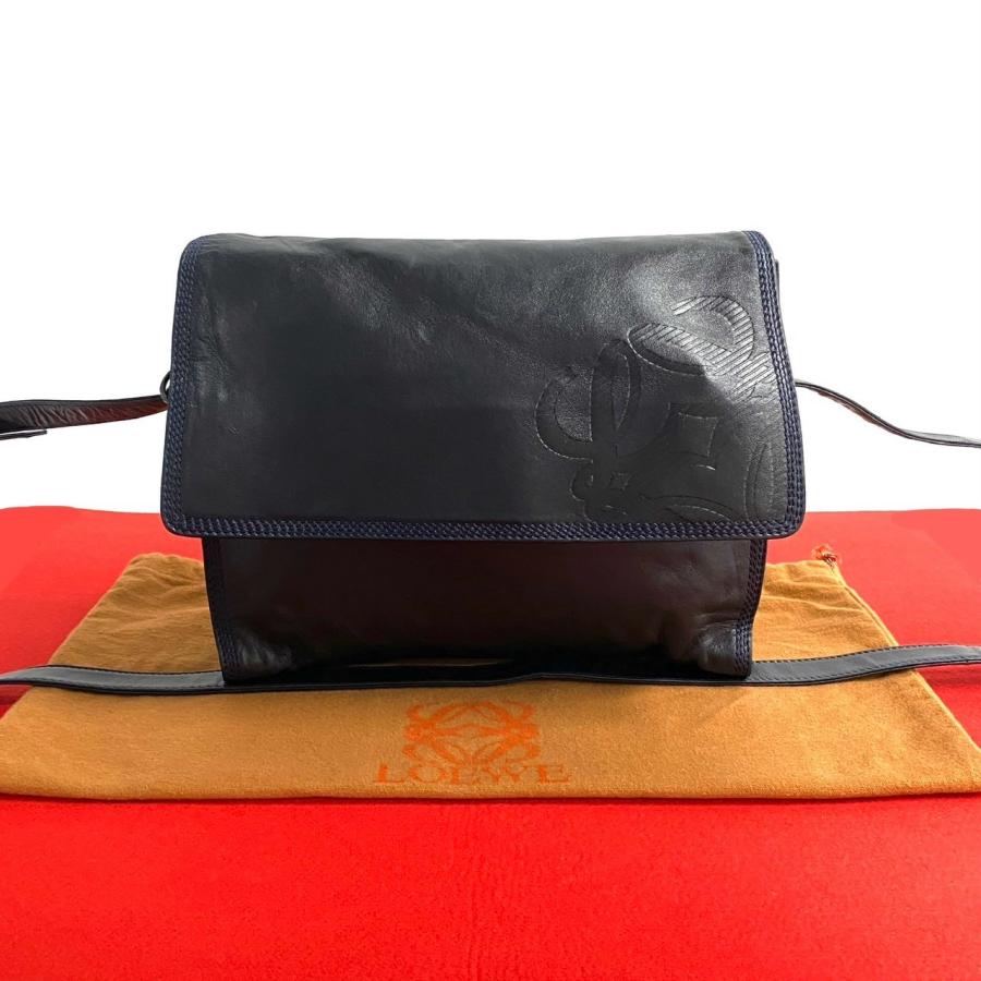 極美品 ロエベ アナグラム ロゴ ナッパレザー ショルダーバッグ