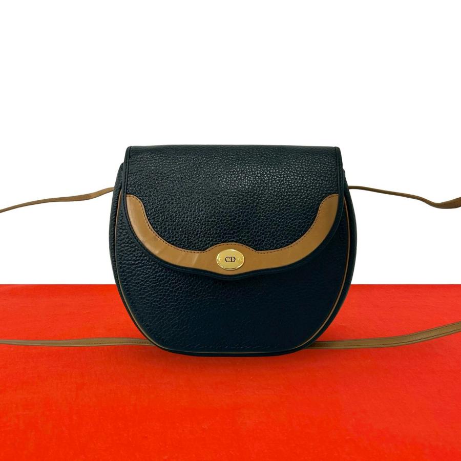 極 美品 Christian Dior ディオール ヴィンテージ CD ロゴ金具 レザー