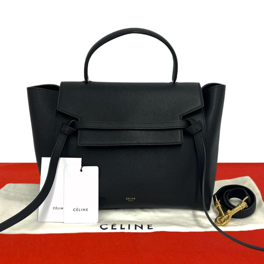 【セリーヌ】CELINE　ベルトバッグ ミニ 2WAY ショルダーバッグ 美品 CELINE（セリーヌ） 極 美品 保存袋付き ベルトバッグ ミニ レザー 本
