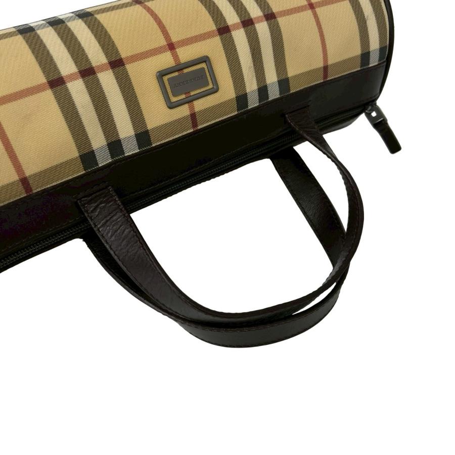 【極美品】　バーバリー　ノバチェック　ハンドバッグ　ボストンバッグ　ブラウン BURBERRY（バーバリー） 極 美品 ノバチェック 柄 レザー 本革
