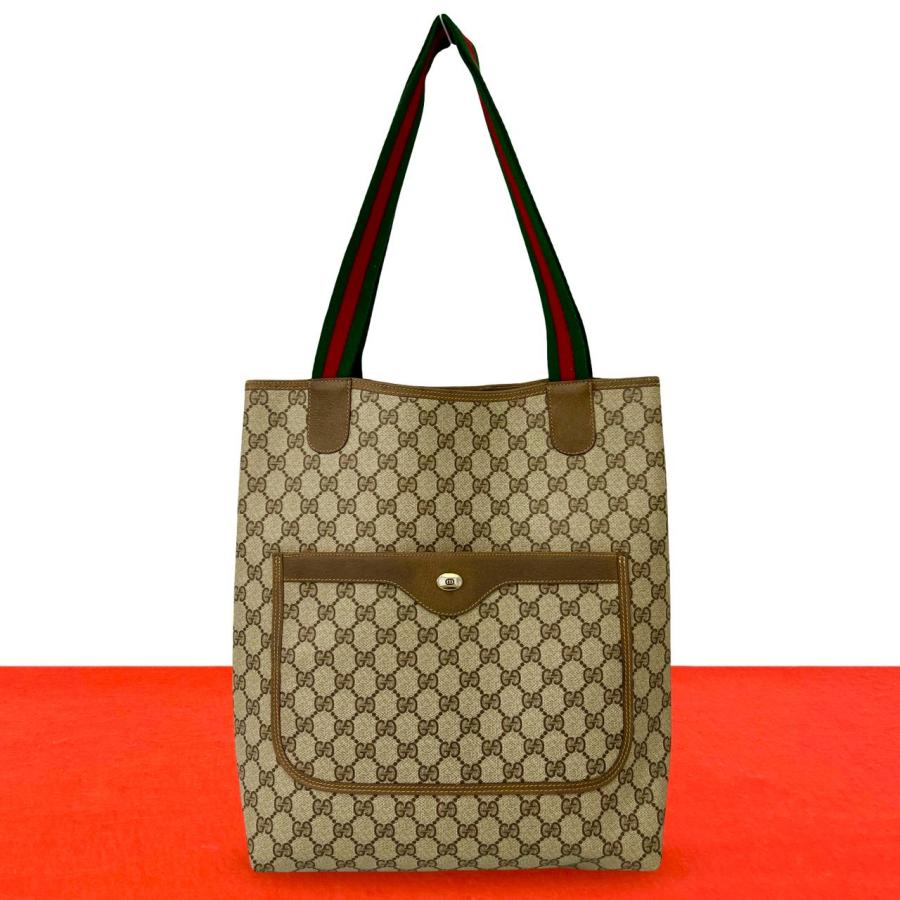 GUCCI オールドグッチ シェリーライン ボストンバッグ GG柄 茶 グッチ