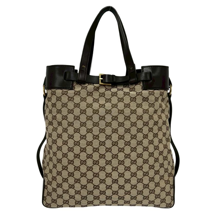 GUCCI（グッチ） 極 美品 ロゴ 金具 GG 柄 キャンバス レザー 本革