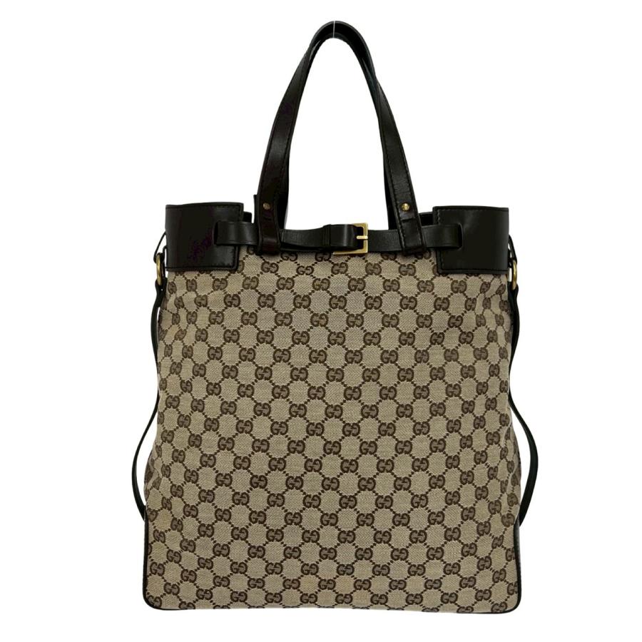 GUCCI（グッチ） 極 美品 ロゴ 金具 GG 柄 キャンバス レザー 本革
