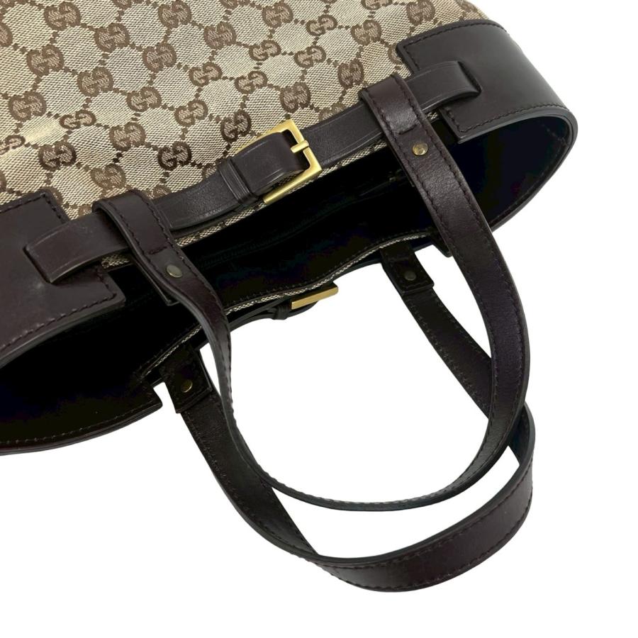 ほぼ未使用☆　グッチ　トートバッグ　GGキャンバス　レザー　ドローコード GUCCI（グッチ） 極 美品 ロゴ 金具 GG 柄 キャンバス レザー 本革