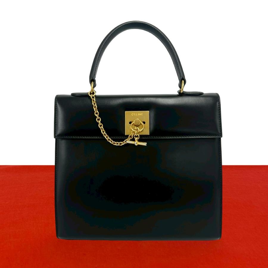 CELINE（セリーヌ） 極 美品 ヴィンテージ ロゴ リング 金具 カーフ 