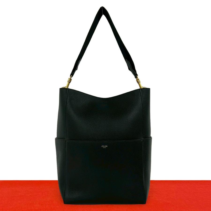 CELINE（セリーヌ） 極 美品 サングルバケット ロゴ レザー 本革 セミ