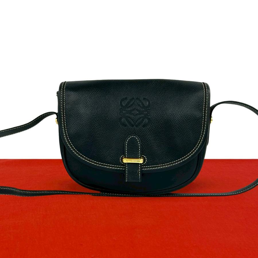 LOEWE（ロエベ） 極 美品 ヴィンテージ アナグラム ロゴ 型押し レザー 