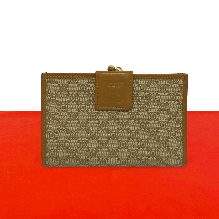 最終値下げ」美品 セリーヌ マカダム ブラゾン柄 レザー がま口 二つ折り財布 CELINE（セリーヌ） 極 美品 ヴィンテージ マカダム ブラゾン ロゴ 柄