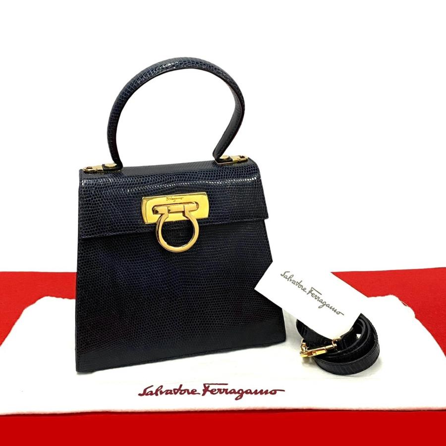 Salvatore Ferragamoレザーバッグ 極 美品 Salvatore Ferragamo サルヴァトーレフェラガモ ガンチーニ