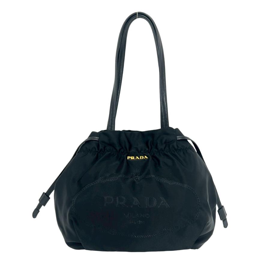 希少　PRADA プラダ　トートバッグ　ショルダーバッグ　レザー　ナイロン　黒 PRADA（プラダ） ほぼ未使用 希少品 ロゴ 金具 ナイロン レザー 本革