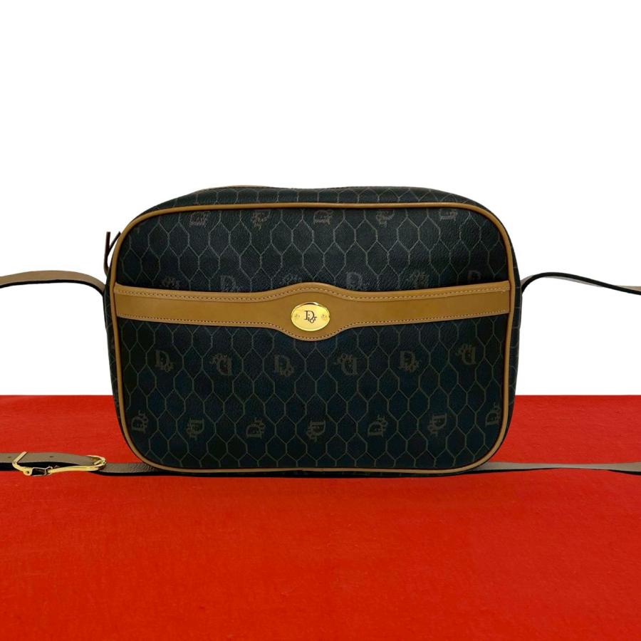 美品✨ディオール ミニ ショルダーバッグ CD金具 ハニカム柄 PVC ブラック 極 美品 Christian Dior ディオール ヴィンテージ ハニカム 柄 ロゴ