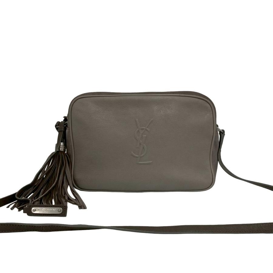 極 美品 SAINT LAURENT PARIS サンローランパリ YSL ロゴ スウェード 