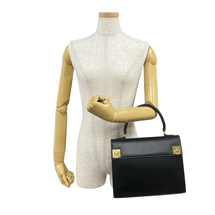 CELINE 極 美品 セリーヌ ヴィンテージ ロゴ リング金具 カーフ