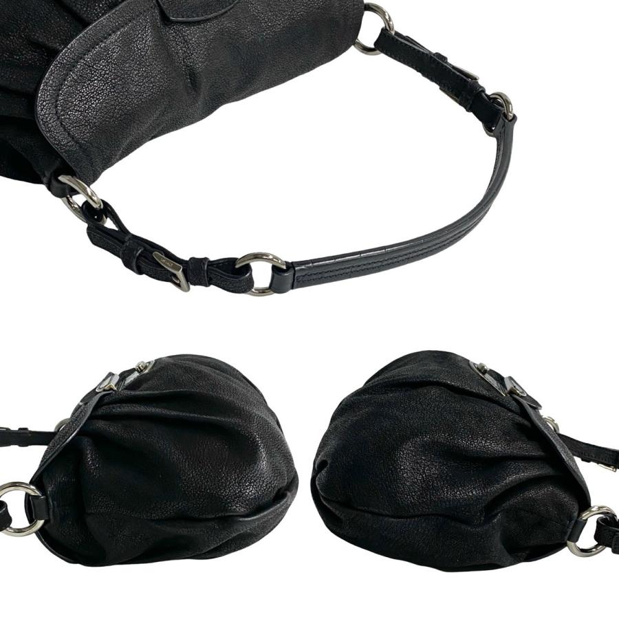 PRADA 極 美品 カード有り 希少品 プラダ ロゴ金具 レザー 本革 ワン  