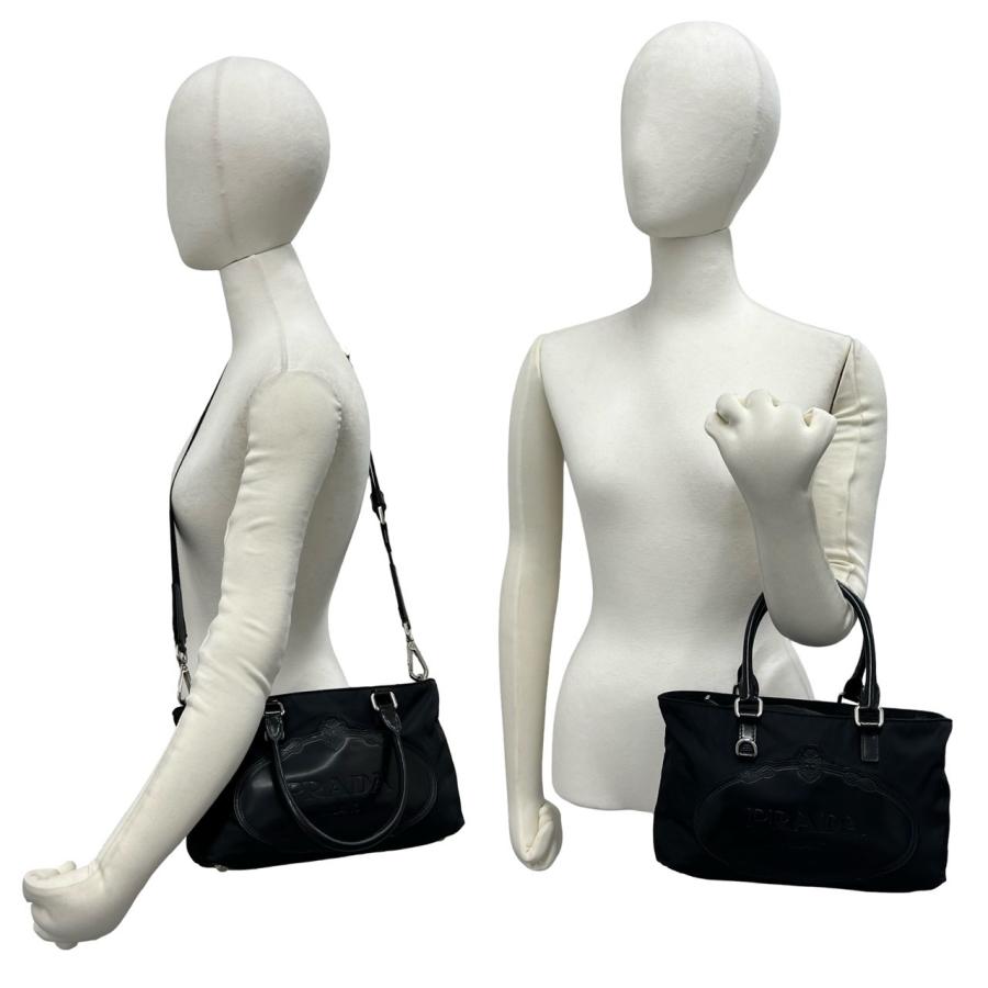 PRADA（プラダ） 極 美品 ロゴ 刻印 ナイロン レザー 本革 2way