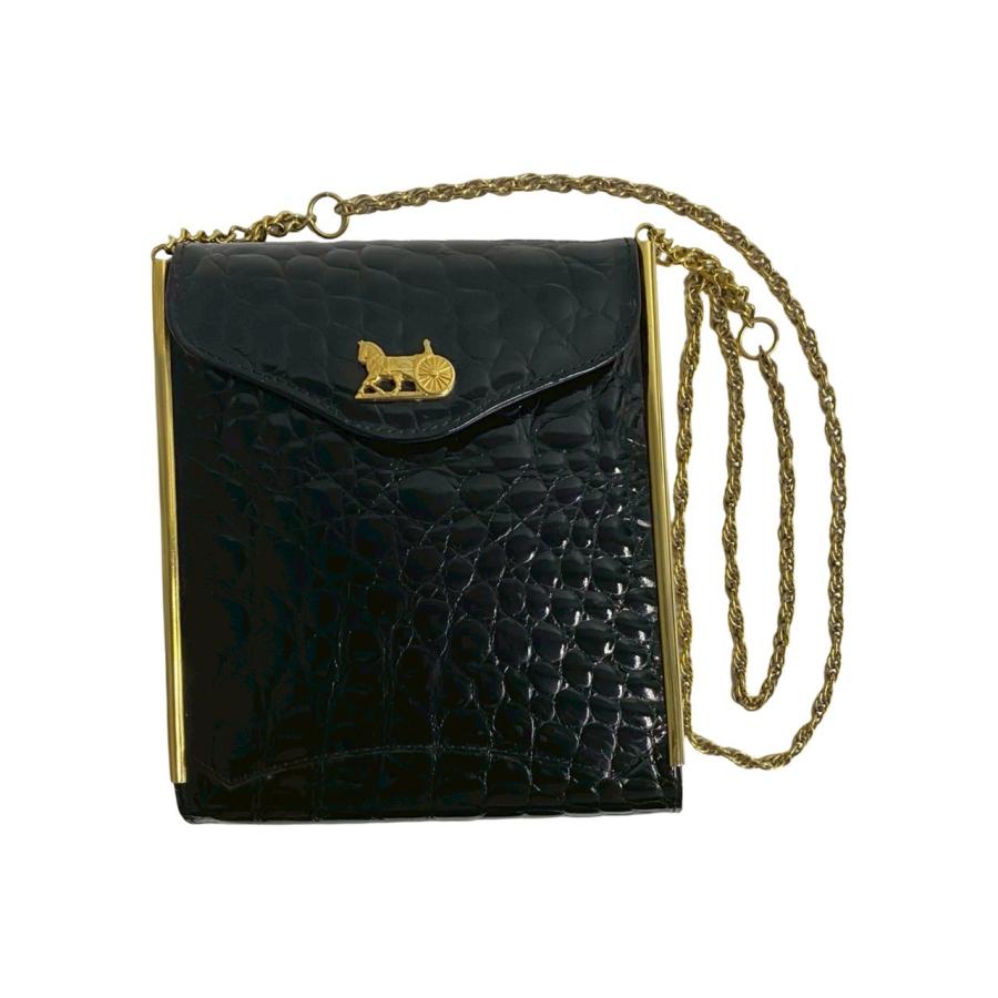 CELINE（セリーヌ） 極 美品 ヴィンテージ 馬車金具 エンボス レザー