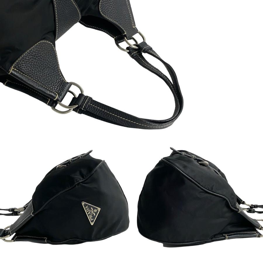 PRADA 極 美品 プラダ 三角ロゴ プレート 金具 レザー ナイロン PRADA 極 美品 プラダ 三角ロゴ プレート 金具 レザー ナイロン