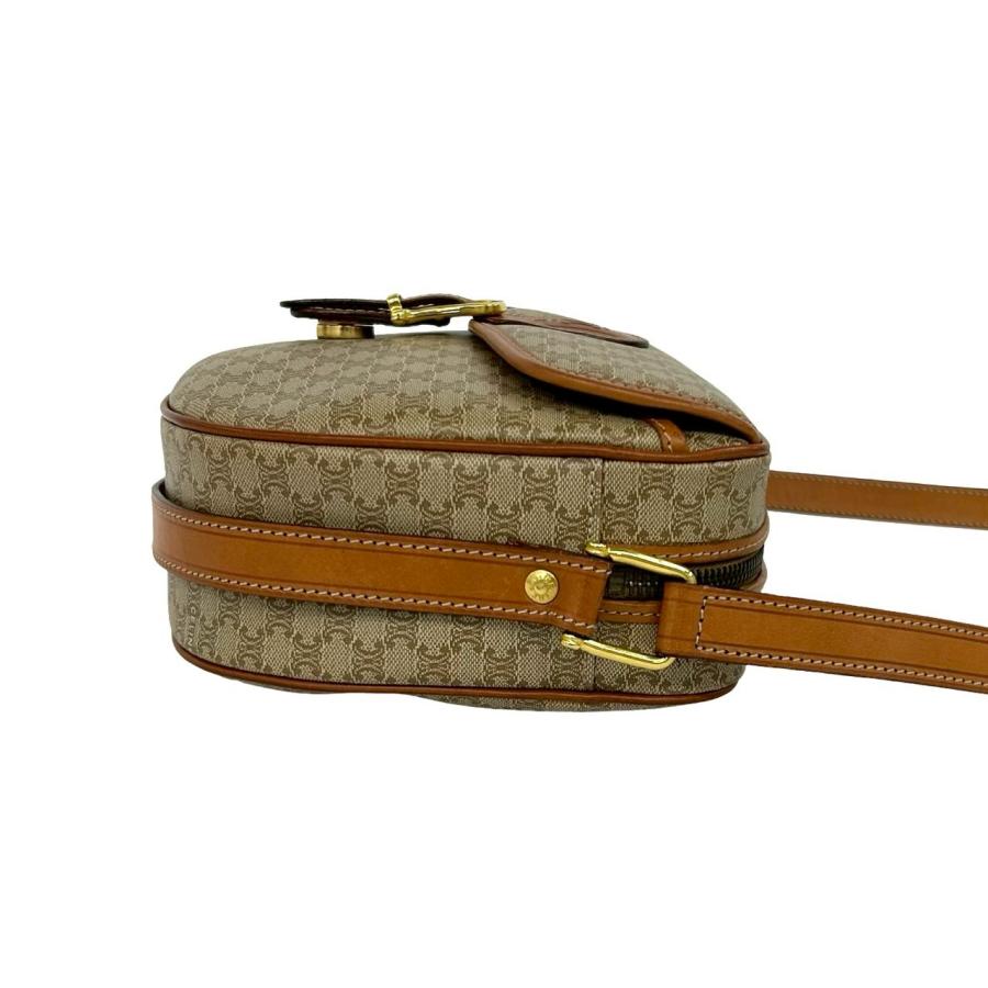 【極美品】セリーヌ マカダム柄 ショルダーバッグ ブラウン レザー ゴールド金具 CELINE（セリーヌ） 極 美品 ヴィンテージ マカダム ブラゾン