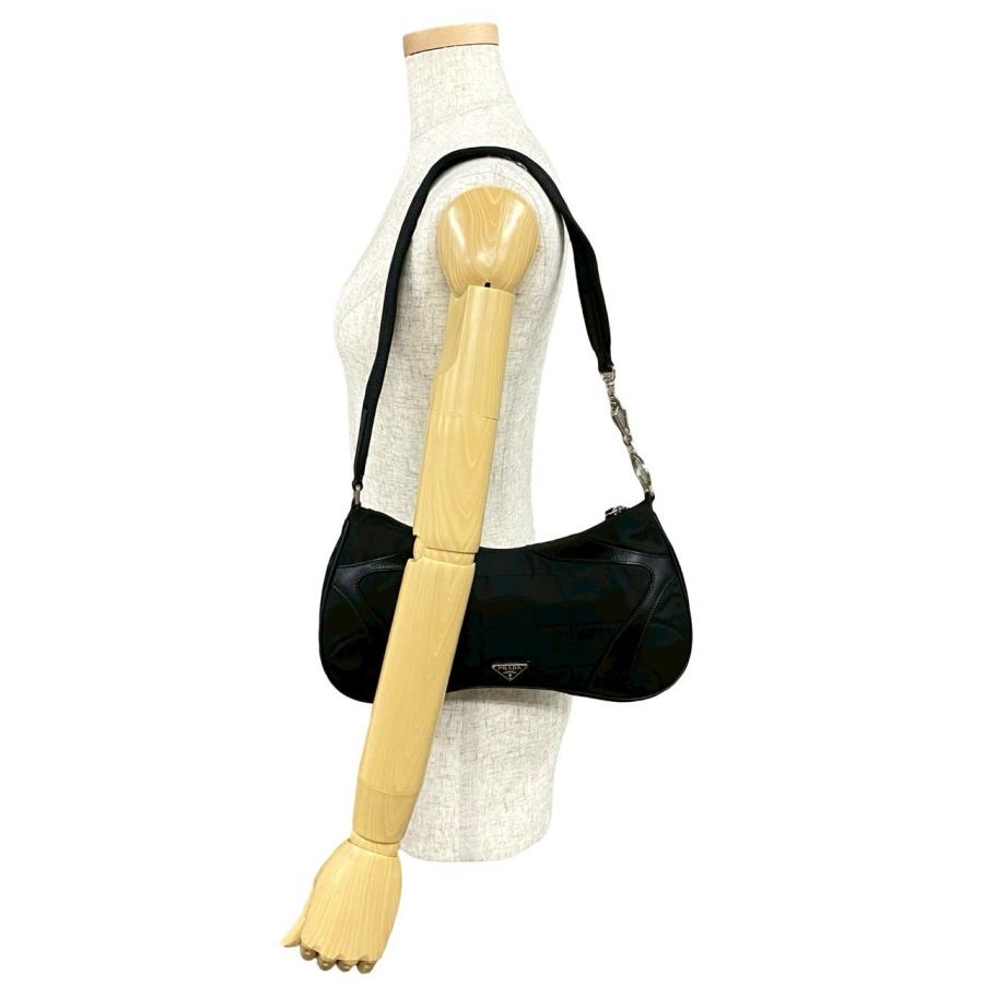 PRADA 極 美品 袋付 プラダ 三角ロゴ 金具 レザー 本革 ナイロン  