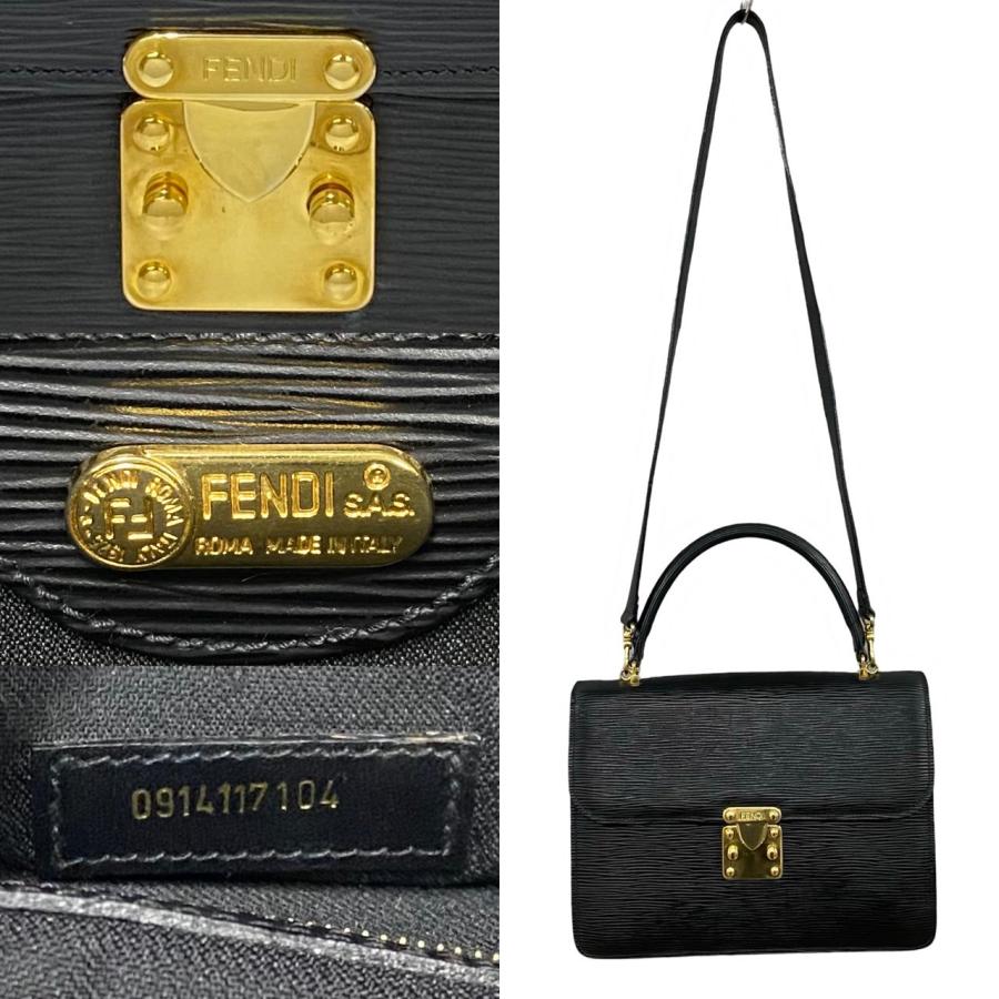 FENDI 極 美品 袋付き フェンディ ヴィンテージ FF ロゴ 金具 エピ  