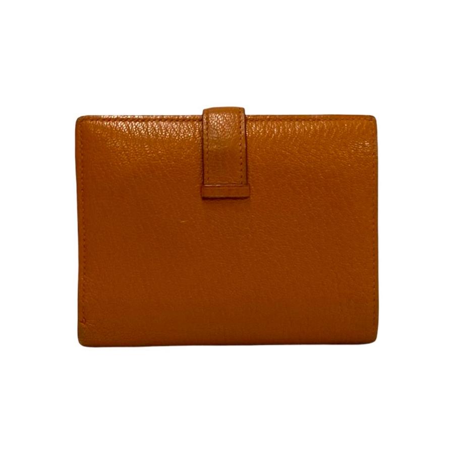 【極美品】HERMES ベアンコンパクト　シェーブル　オレンジ　二つ折り財布 極美品】HERMES ベアンコンパクト シェーブル オレンジ 二つ折り財布