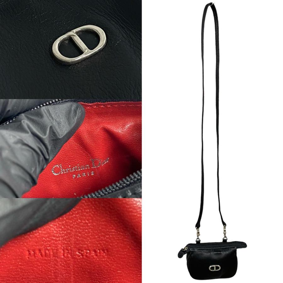 極 美品 希少品 Christian Dior ディオール CD ロゴ 金具 レザー 本革