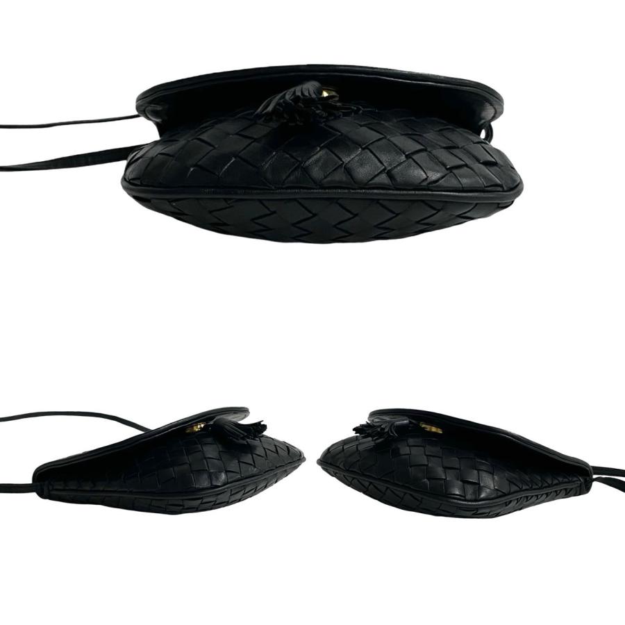 ボッテガ ヴェネタ イントレチャート タッセル ショルダーバッグ ブラック 極 美品 袋付 BOTTEGA VENETA ボッテガヴェネタ イントレチャート