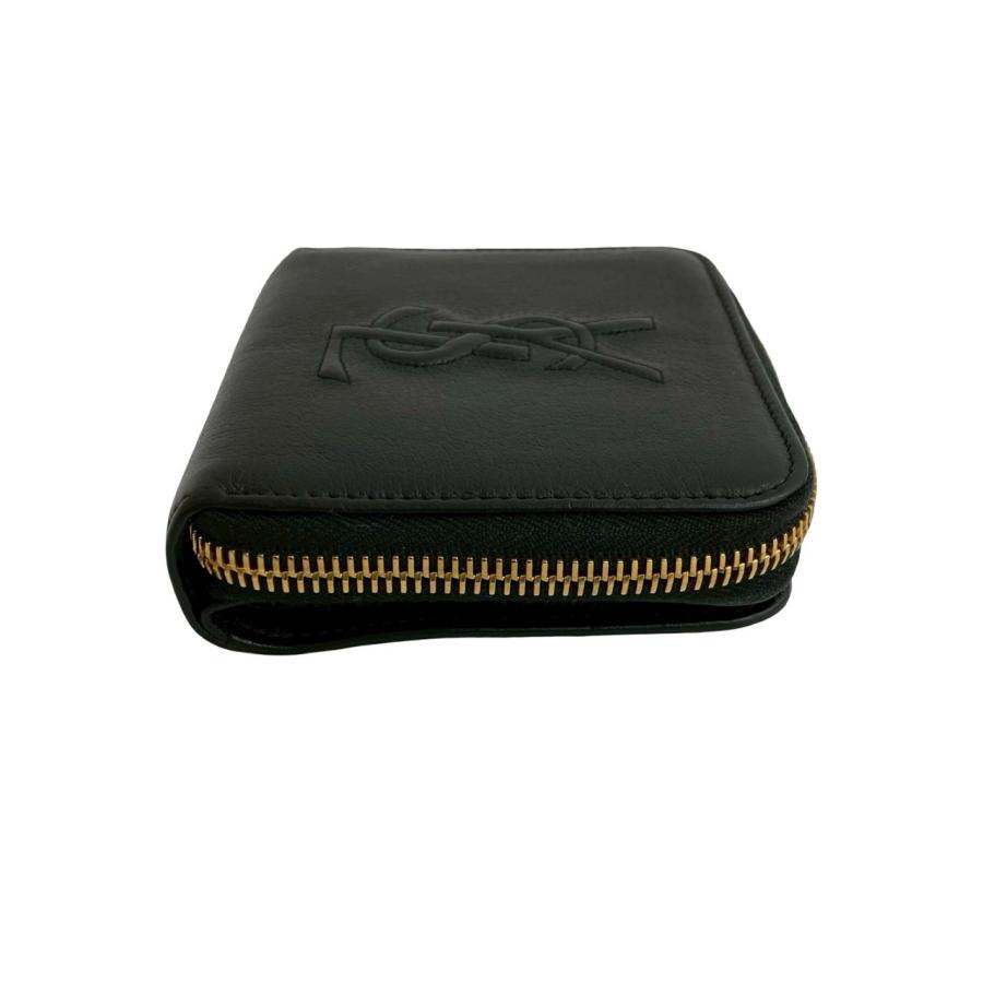 ◆美品◆SAINT LAURENT ロゴ 二つ折り財布 ブラック Yves Saint Laurent（イヴ・サンローラン） 極 美品 イヴ サンローラン