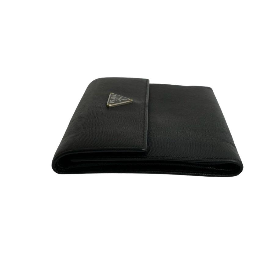 極 美品 PRADA プラダ 三角ロゴ 金具 サフィアーノ レザー 本革 三