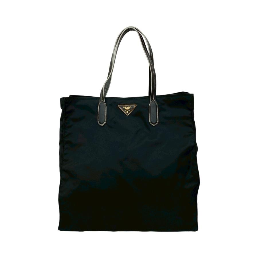 プラダトートバッグ三角ロゴ肩掛けサフィアーノレザーナイロン