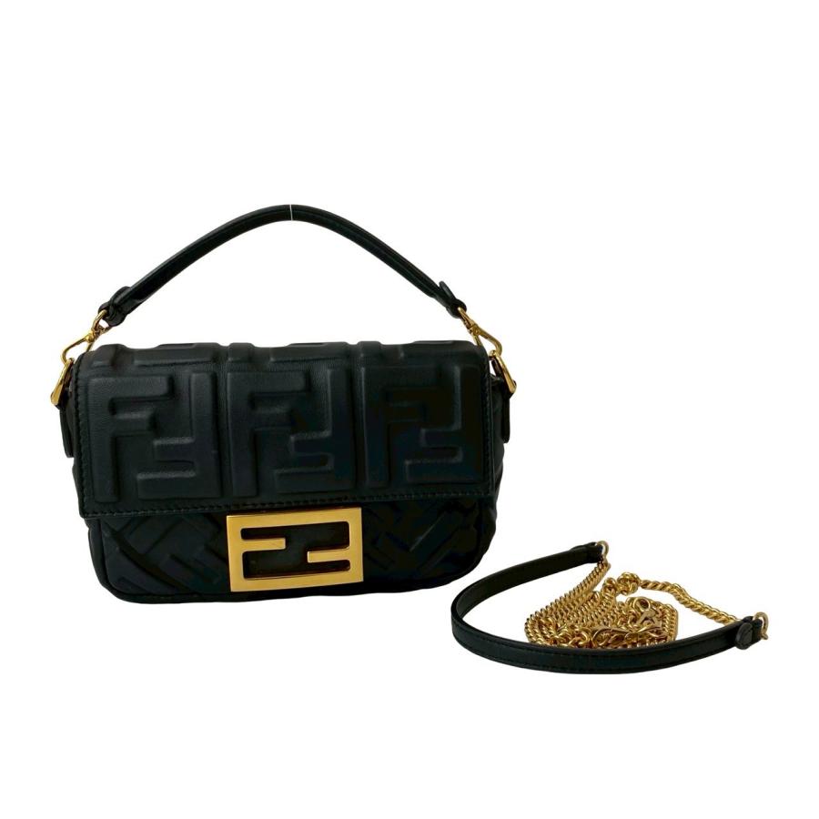 FENDI（フェンディ） ほぼ未使用 マンマバケット FF ロゴ 金具 レザー 