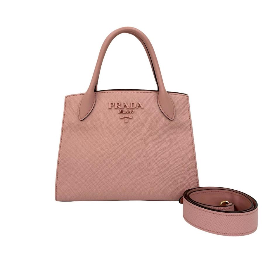 PRADA ほぼ未使用 袋付き プラダ モノクローム ロゴ 金具