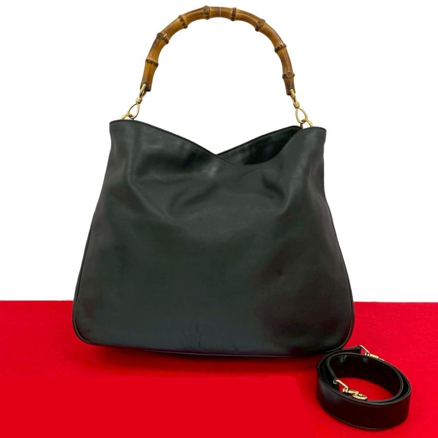 美品　GUCCI オールド　グッチ　バンブー　2way ショルダー　バッグ　黒 美品 GUCCI オールド グッチ バンブー 2way ショルダー バッグ 黒