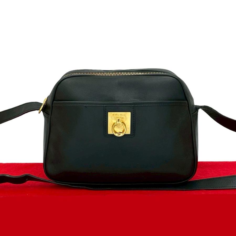 VINTAGE CELINE セリーヌ レザー ショルダーバッグ 黒