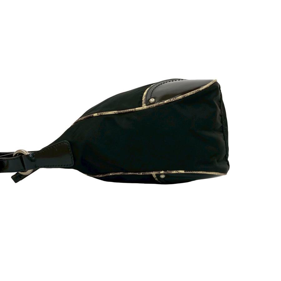 極 美品 PRADA プラダ 三角ロゴ ゴールド 金具 ナイロン レザー