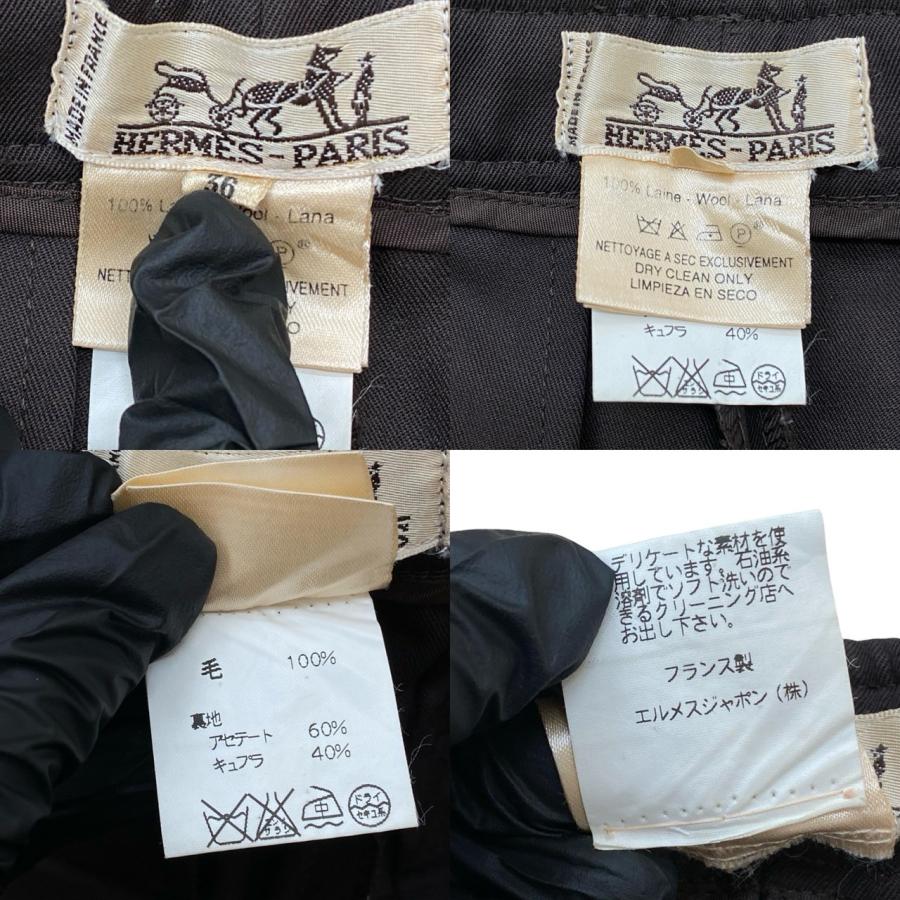 極 美品 HERMES エルメス ヴィンテージ ウール ストレートパンツ ボトムス 36サイズ レディース ブラウン 24976_2