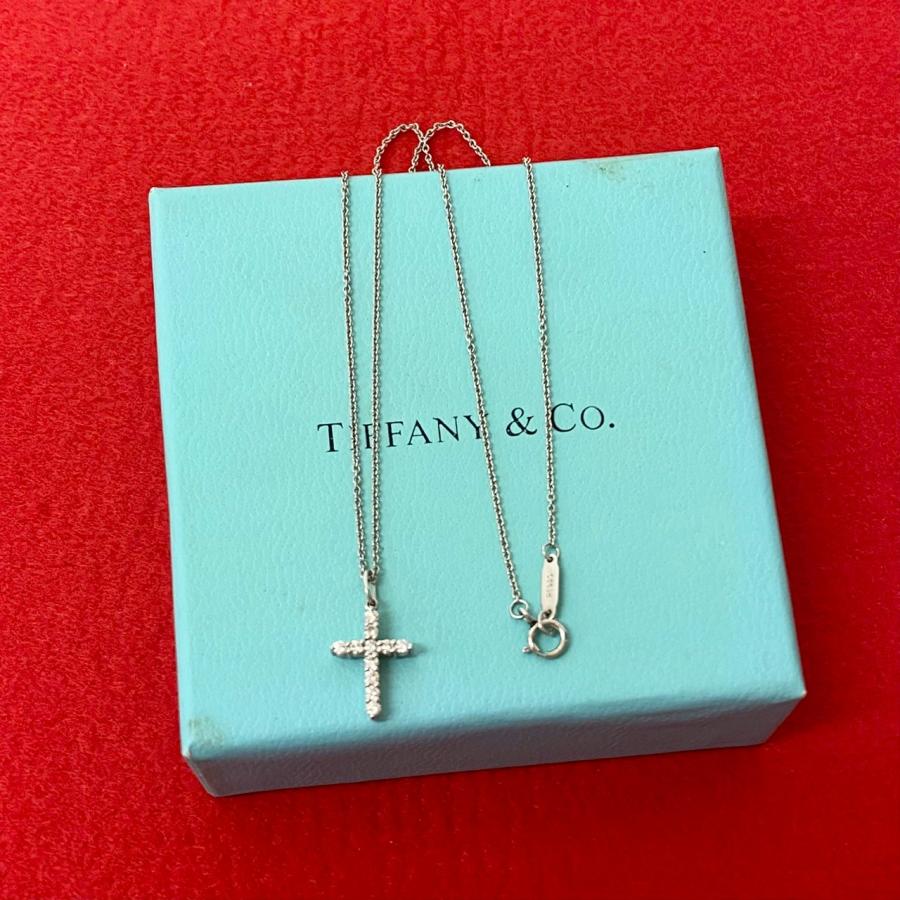 TIFFANY&Co. 極 美品 ティファニー メトロクロス ネックレス プラチナ 