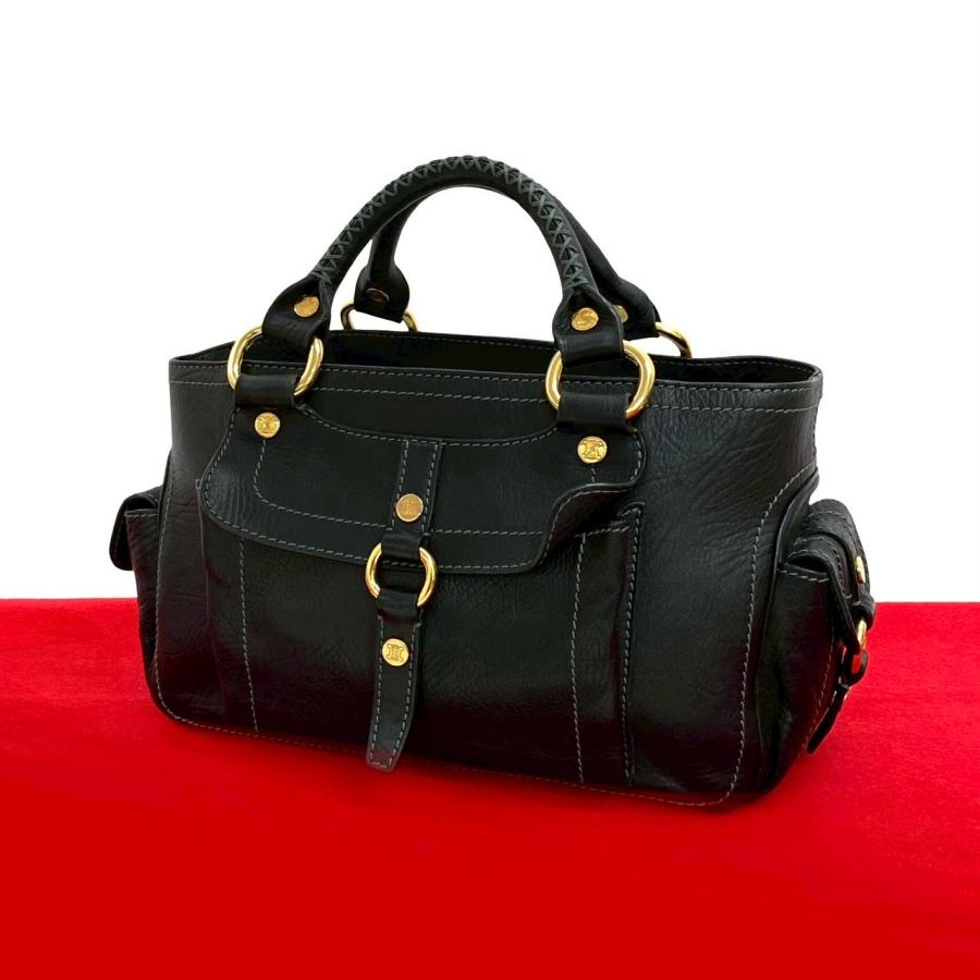 CELINE 極 美品 セリーヌ ブギーバッグ ロゴ 金具 レザー 本革
