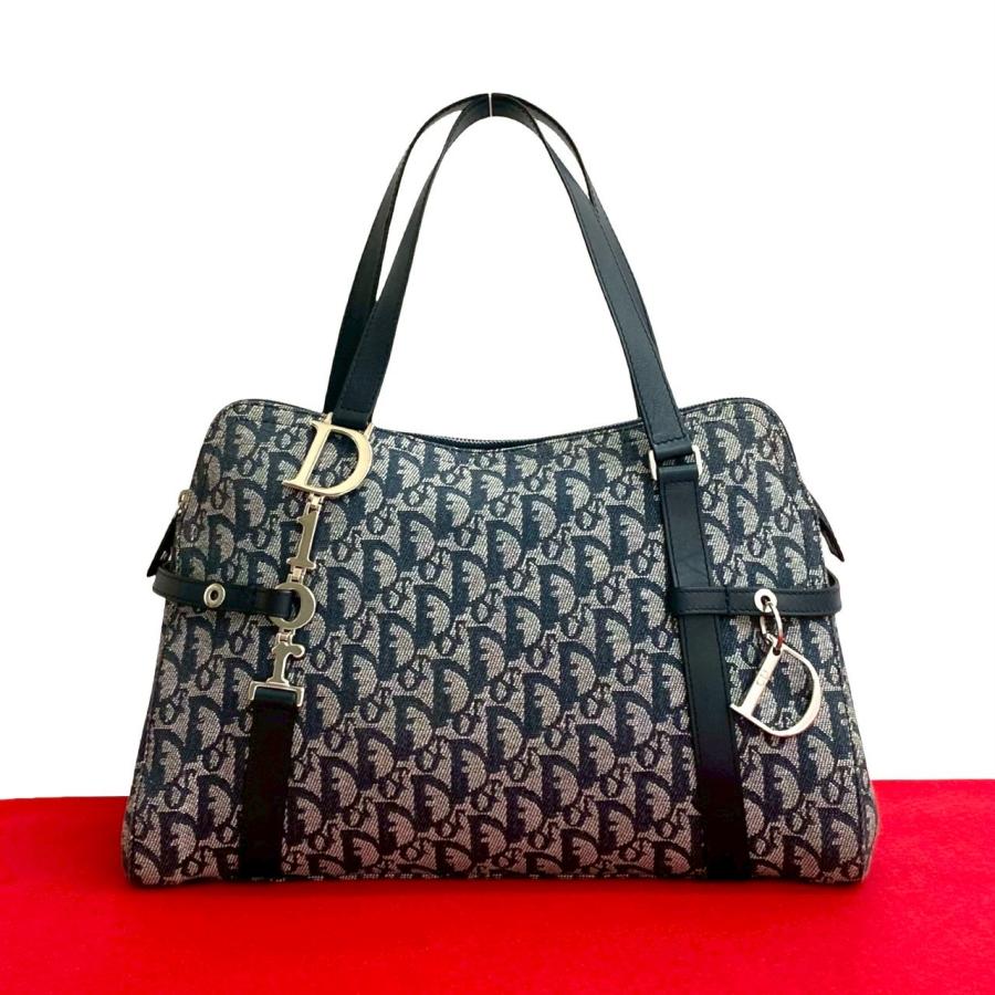 極 美品 クリスチャンディオール トロッター柄 レザー キャンバス ハンドバッグ 極 美品 Christian Dior クリスチャンディオール トロッター 柄