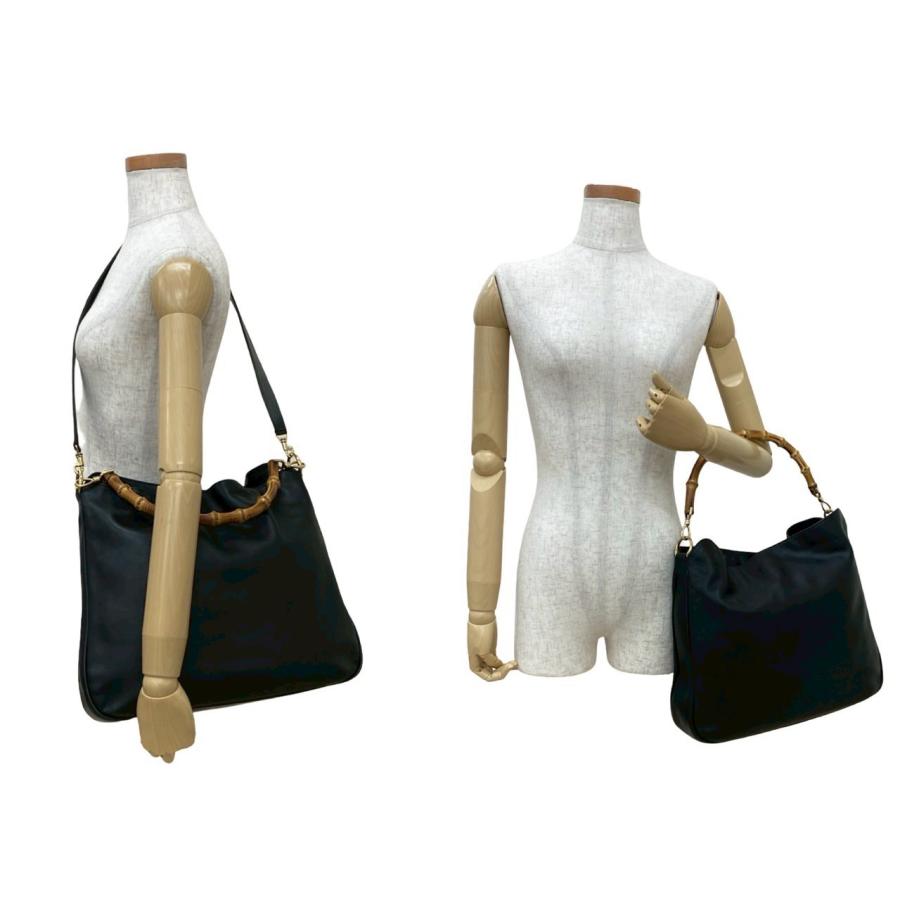 極美品　GUCCI ブラック レザーバッグ バンブー　2way GUCCI グッチ バンブー 002・1016 2WAY バッグ ハンドバッグ
