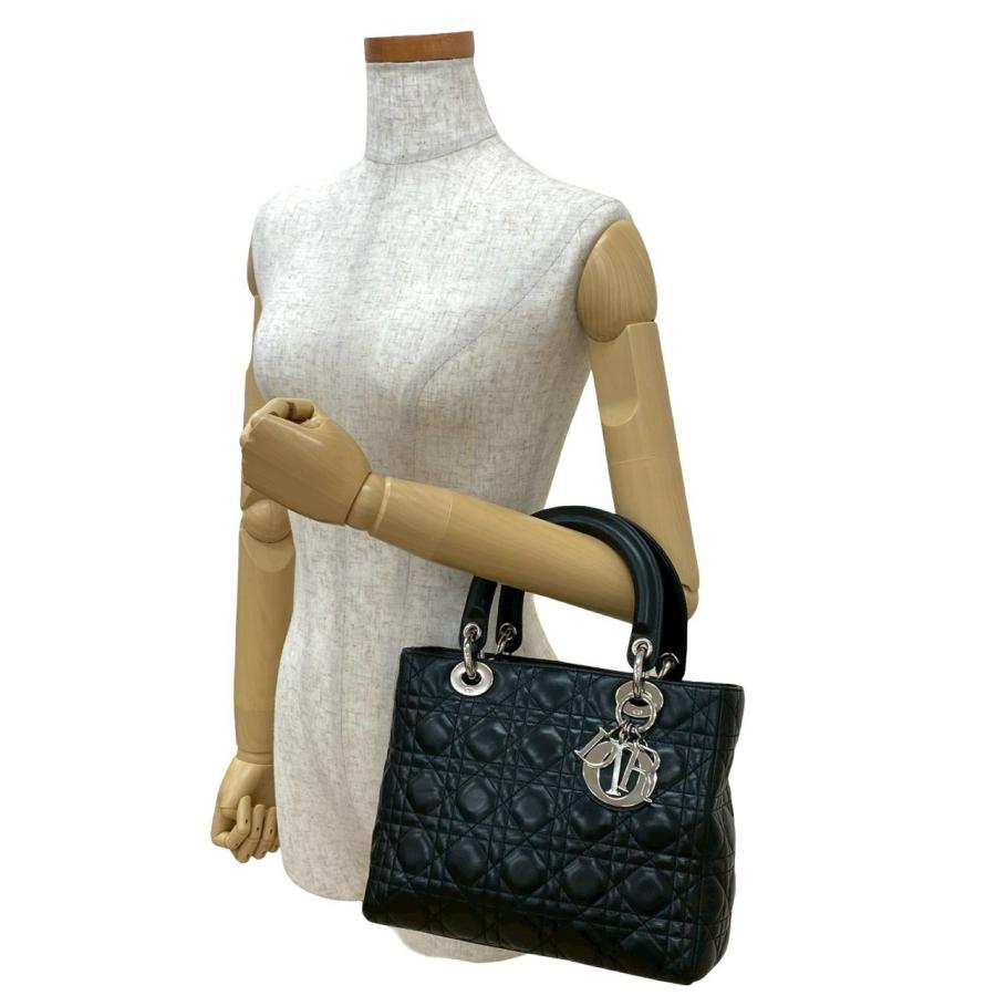 【美品】Dior レディディオール カナージュ ハンドバッグ 袋付き 極 美品 袋付き Christian Dior ディオール レディディオール