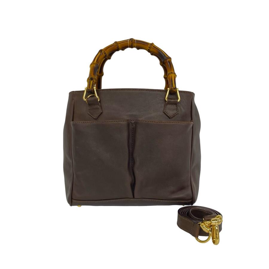 GUCCI バンブー ブラウンレザー 2 Way ビジネスバッグ GUCCI（グッチ） 極 美品 袋付き オールドグッチ ヴィンテージ