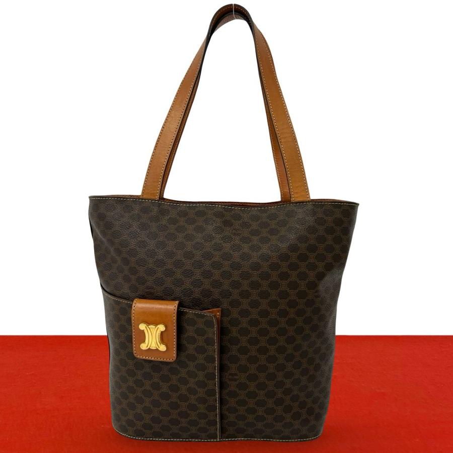 CELINE トートバッグ マカダム柄 トリオンフ A4収納可能 マカダム セリーヌ トリオンフ CELINE セリーヌ 極 美品 ヴィンテージ