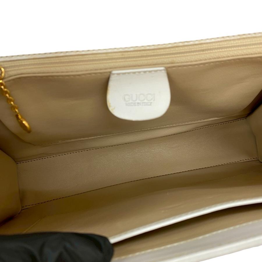極 美品 鍵付き GUCCI グッチ オールドグッチ ヴィンテージ レディロック カーフ レザー 本革 ショルダーバッグ ポシェット ホワイト 27489 GUCCI（グッチ） 極 美品 鍵付き オールドグッチ ヴィンテージ レディ