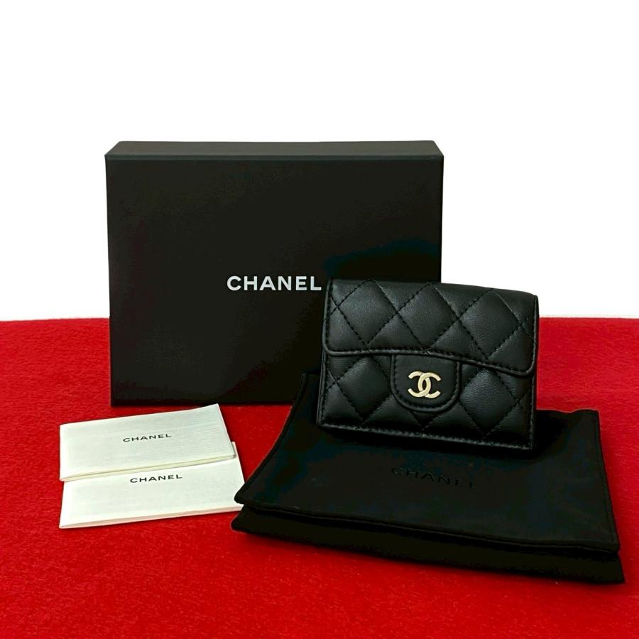 シール有CHANELシャネルマトラッセフラップコンパクトウォレット財布