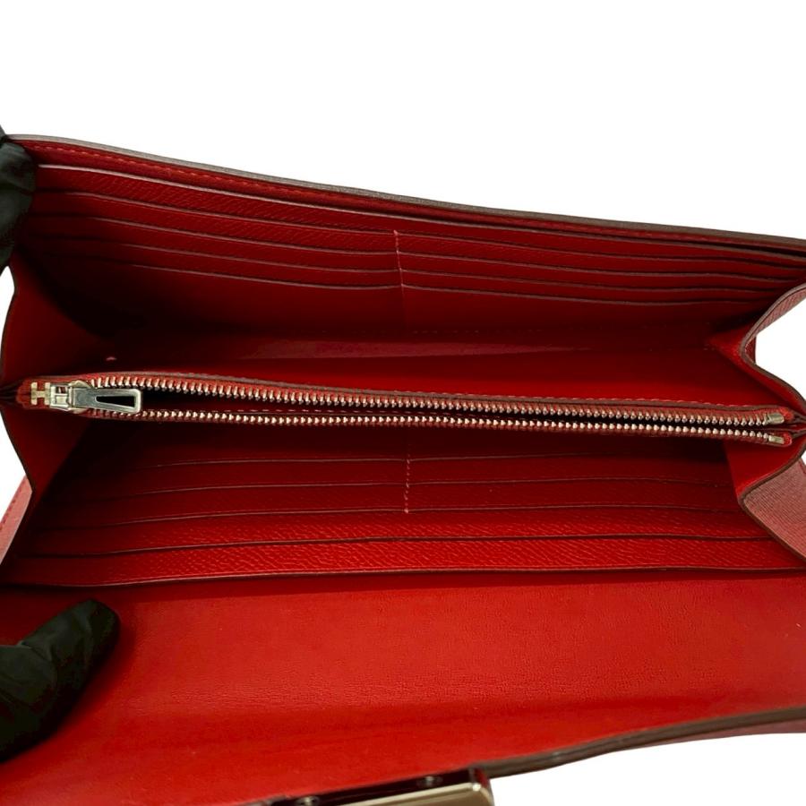 極 美品 □P 刻印 HERMES エルメス コンスタンスロング H 金具 ヴォーエプソン レザー 本革 二つ折り 長財布 ウォレット レッド 29420の画像