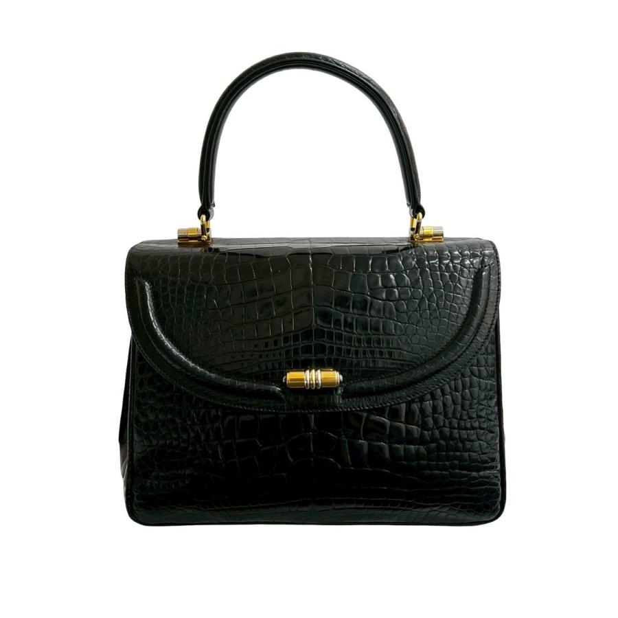 オールドグッチ ハンドバッグ ターンロック レザー ブラック ゴールド金具 GUCCI（グッチ） 極 美品 オールドグッチ ヴィンテージ ターンロック