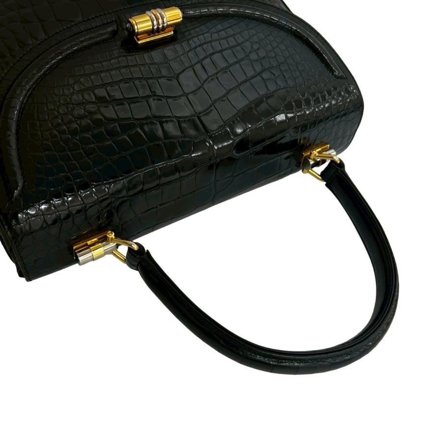 オールドグッチ ハンドバッグ ターンロック レザー ブラック ゴールド金具 GUCCI（グッチ） 極 美品 オールドグッチ ヴィンテージ ターンロック