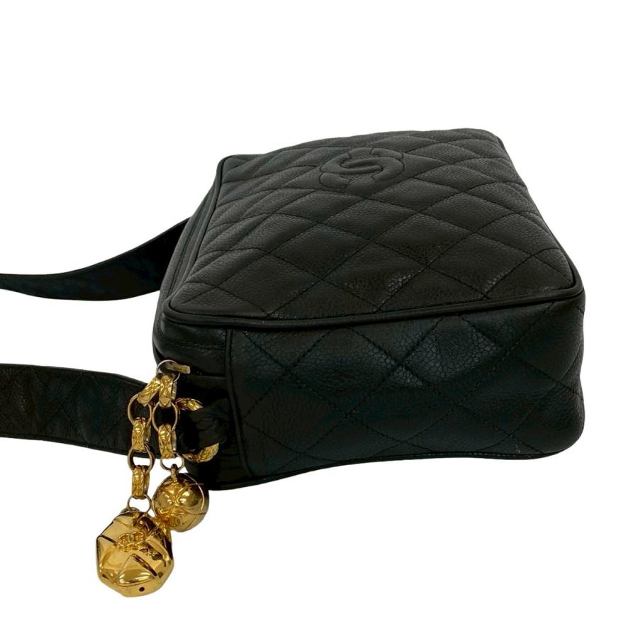 極 美品 シール有 2番台 CHANEL シャネル マトラッセ ココマーク キャビアスキン レザー 本革 ショルダーバッグ ポシェット ブラック 38893 CHANEL（シャネル） 極 美品 シール有 2番台 マトラッセ ココマーク