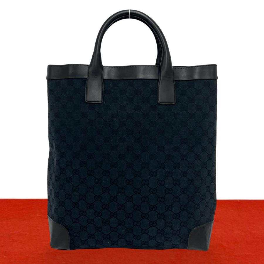 a419【極美品】GUCCIグッチ GGキャンバス レザートートバッグ 黒 袋付 GUCCI（グッチ） 極 美品 希少品 GG キャンバス GG 柄 レザー 本革